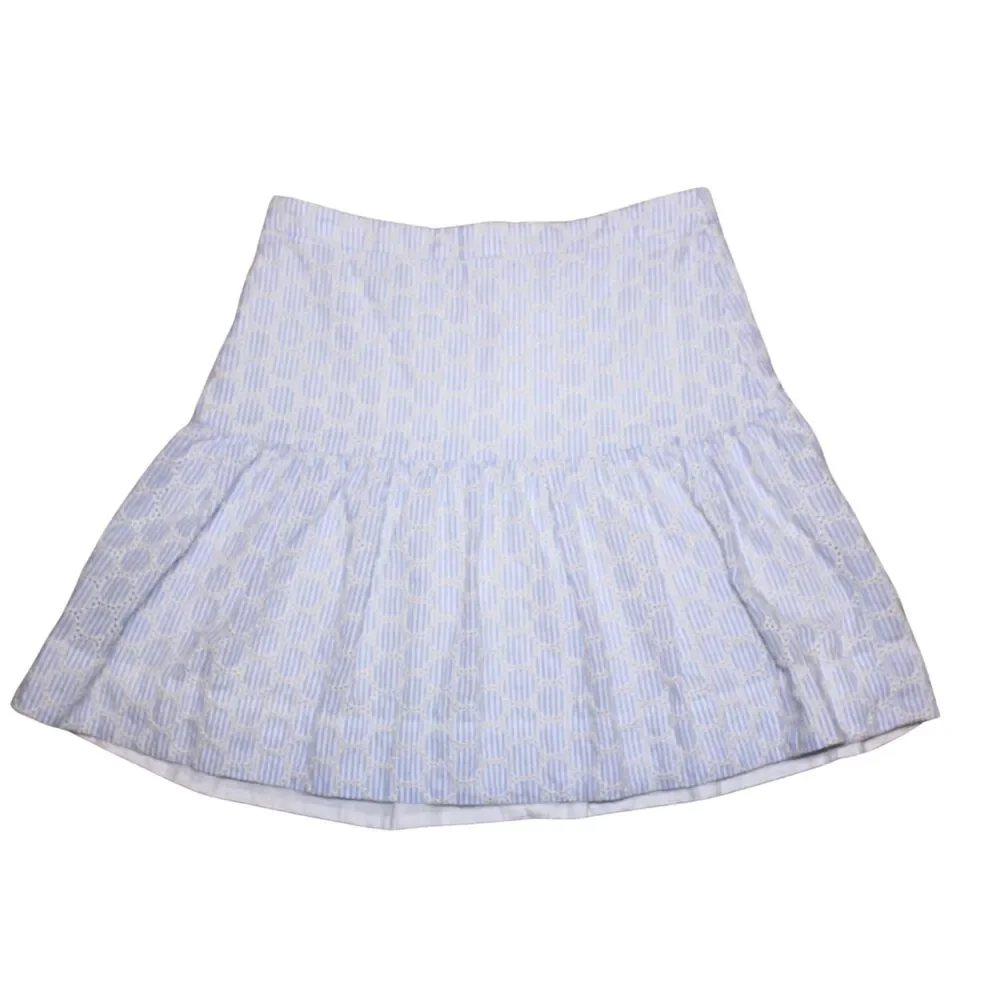 J.Crew Blue White Striped Eyelet Cotton Mini Skirt 00